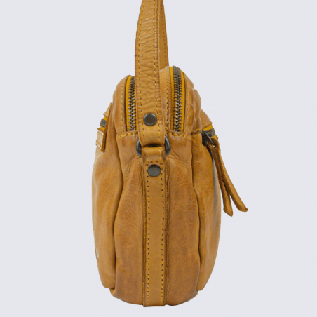 Sac à bandoulière Bear Design, petit sac à bandoulière femme en cuir jaune