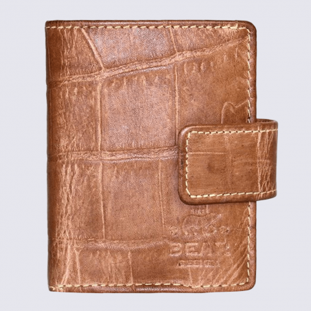 Mini portefeuille Bear, mini portefeuilles effet croco en cuir brun