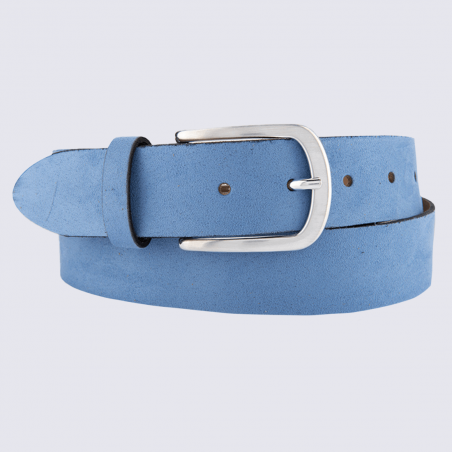 Ceinture Bernd Götz, ceinture tendance femme en cuir lisse bleu