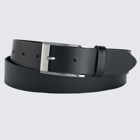 Ceinture Bernd Götz, ceinture décontracté homme en cuir lisse noir