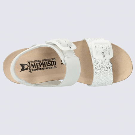 Sandales Mephisto, sandales à talon compensé femme en cuir nubuck blanc