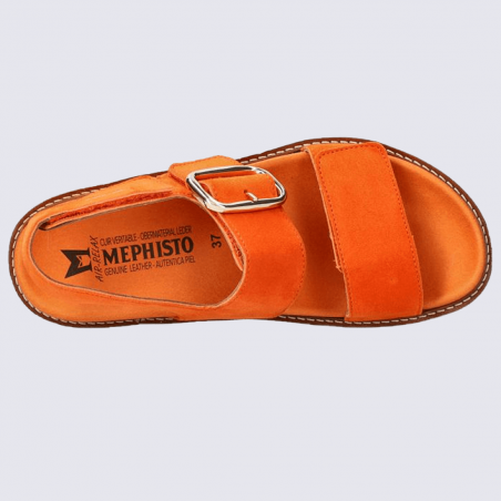 Sandales Mephisto, sandales à boucle tendance femme en cuir orange