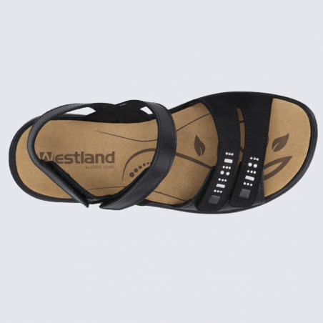 Nu-pieds Westland by Josef Seibel, nu-pieds femme à velcro en cuir noir