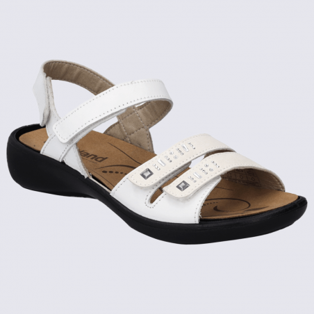 Nu-pieds Westland by Josef Seibel, nu-pieds femme à velcro en cuir blanc Nu-pieds Westland by Josef Seibel, nu-pieds femme à velcro en cuir blanc