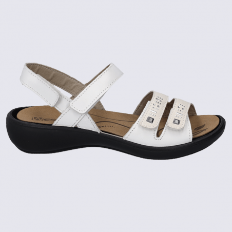 Nu-pieds Westland by Josef Seibel, nu-pieds femme à velcro en cuir blanc Nu-pieds Westland by Josef Seibel, nu-pieds femme à velcro en cuir blanc