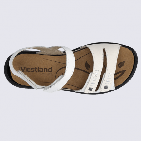 Nu-pieds Westland by Josef Seibel, nu-pieds femme à velcro en cuir blanc Nu-pieds Westland by Josef Seibel, nu-pieds femme à velcro en cuir blanc
