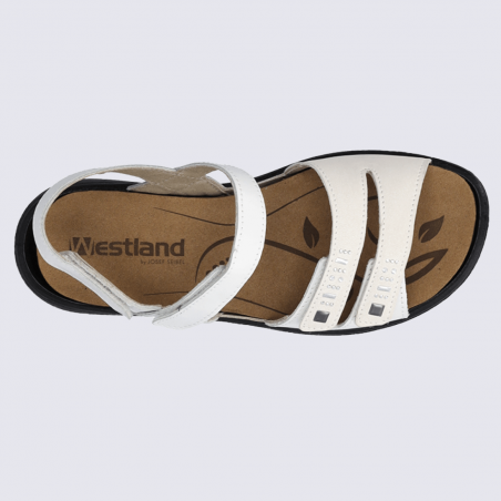 Nu-pieds Westland by Josef Seibel, nu-pieds femme à velcro en cuir blanc