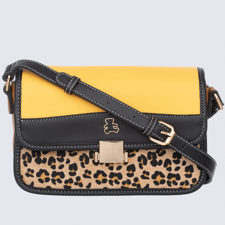 Sac à bandoulière Lulu Castagnette, sac à main imprimé léopard femme multicolore