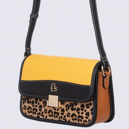 Sac à bandoulière Lulu Castagnette, sac à main imprimé léopard femme multicolore