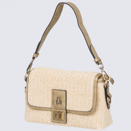 Sac à main Lulu Castagnette, sac à main tressé femme beige