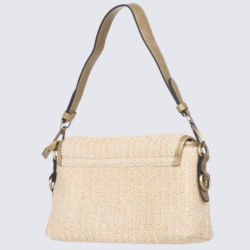 Sac à main Lulu Castagnette, sac à main tressé femme beige
