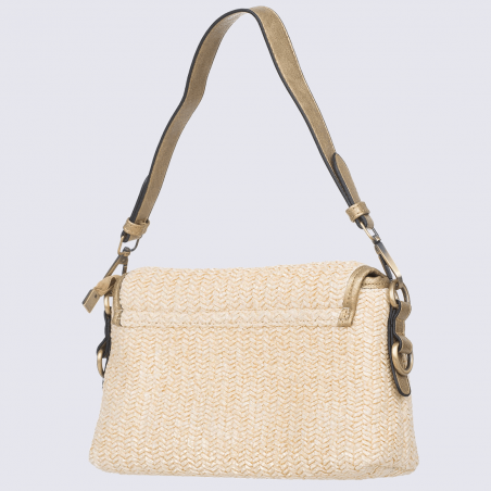 Sac à main Lulu Castagnette, sac à main tressé femme beige