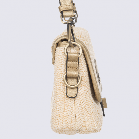 Sac à main Lulu Castagnette, sac à main tressé femme beige