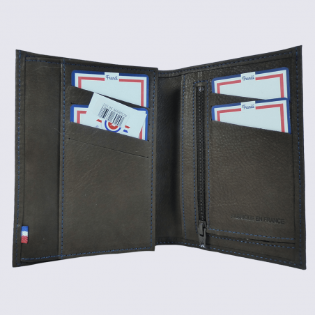 Portefeuille Frandi, portefeuille effet peau de pêche homme en cuir marron Portefeuille Frandi, portefeuille effet peau de pêche homme en cuir marron