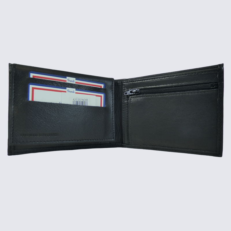Portefeuille Frandi, petit portefeuille de haute qualité homme en cuir noir