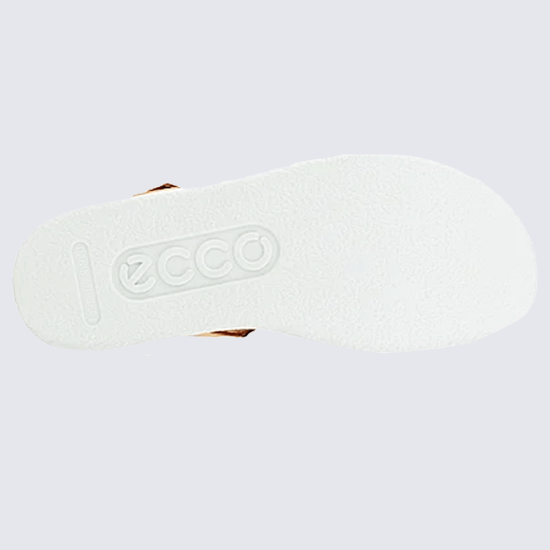 Sandales Ecco, sandales plates femme en cuir nubuck beige/marron