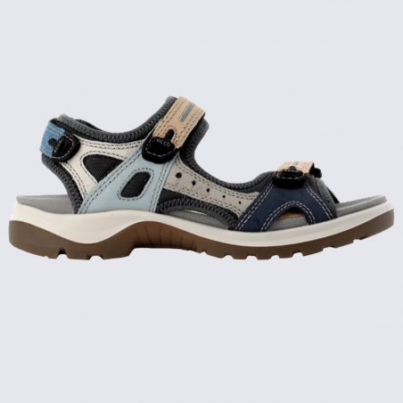 Sandales Ecco, sandales sportives femme en cuir bleu/gris