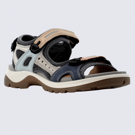 Sandales Ecco, sandales sportives femme en cuir bleu/gris