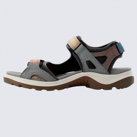 Sandales Ecco, sandales sportives femme en cuir bleu/gris