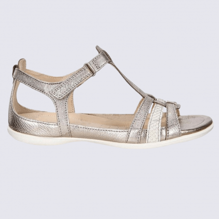 Sandales Ecco, sandales plates femme en cuir métallisé rose Sandales Ecco, sandales plates femme en cuir métallisé rose