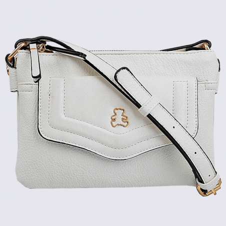 Sac à bandoulière Lulu Castagnette, petit sac à bandoulière tendance femme blanc