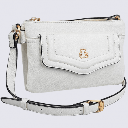 Sac à bandoulière Lulu Castagnette, petit sac à bandoulière tendance femme blanc