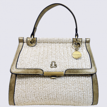 Sac à main Lulu Castagnette, sac à main élégant tressé femme beige