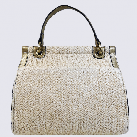 Sac à main Lulu Castagnette, sac à main élégant tressé femme beige