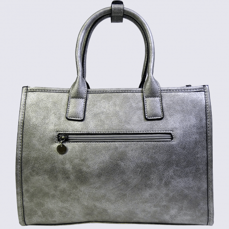 Sac à main Lulu Castagnette, grand sac à main tressé femme gris