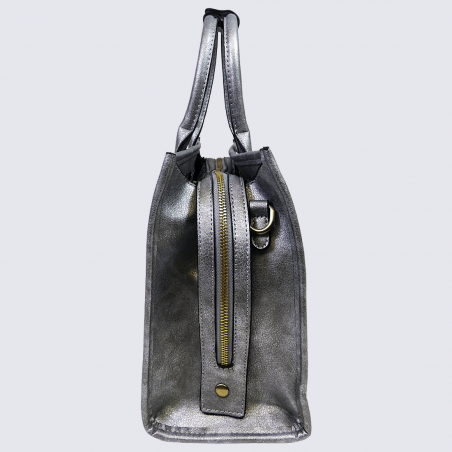 Sac à main Lulu Castagnette, grand sac à main tressé femme gris