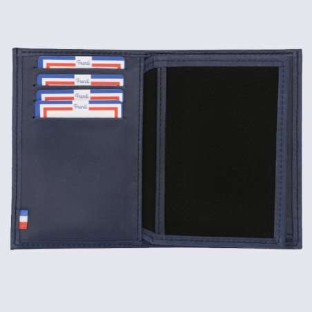 Portefeuille Frandi, portefeuille made in france homme en cuir authentique marine