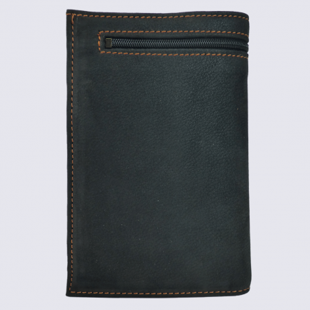 Portefeuille Frandi, portefeuille avec poche extérieure homme en cuir nubuck noir