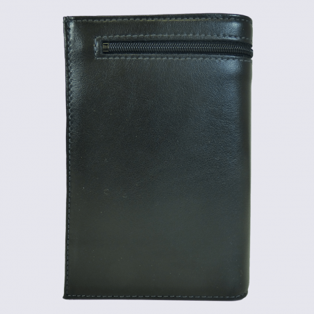 Portefeuille Frandi, portefeuille avec poche extérieure homme en cuir chic noir