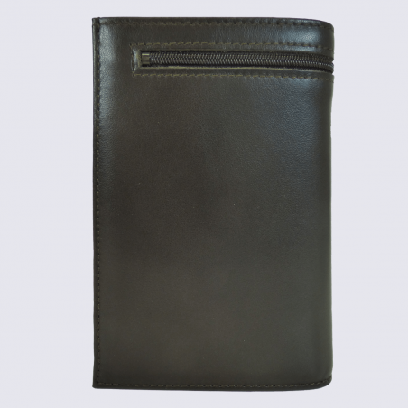 Portefeuille Frandi, portefeuille avec poche extérieure homme en cuir chic marron