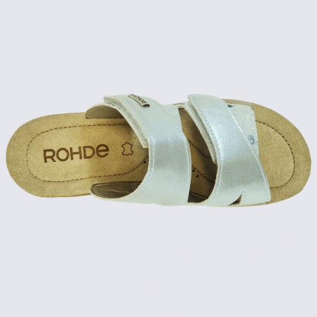 Mules Rohde, mules confortables à velcro femme en cuir blanc cassé