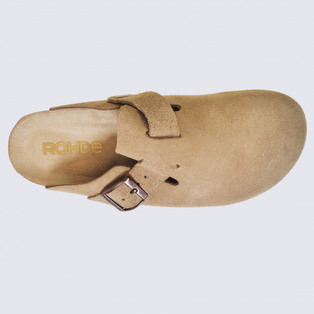 Mules Rohde, mules fermées confortables femme en cuir beige