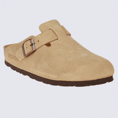 Mules Rohde, mules fermées confortables femme en cuir beige