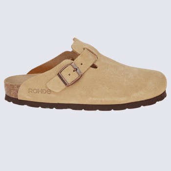 Mules Rohde, mules fermées confortables femme en cuir beige