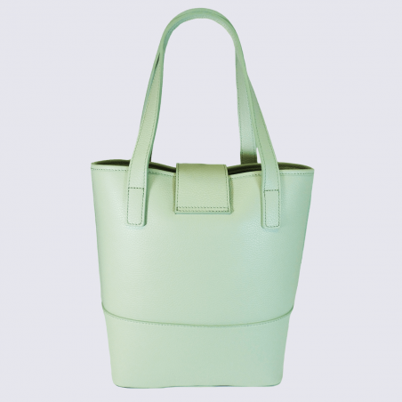 Sac porté épaule Charlotte, grand sac porté épaule femme en cuir vert pastel