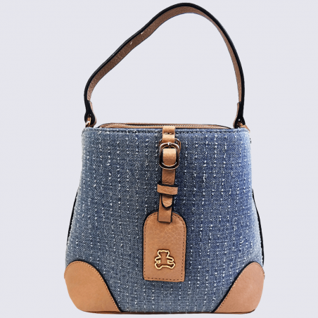 Sac sceau Lulu Castagnette, sac sceau jeans femme bleu et rose