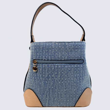 Sac sceau Lulu Castagnette, sac sceau jeans femme bleu et rose