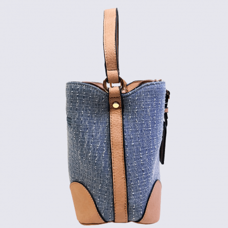 Sac sceau Lulu Castagnette, sac sceau jeans femme bleu et rose