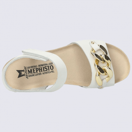 Sandales Mephisto, sandales à talon compensé femme en cuir blanc