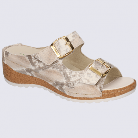 Mules Waldlaufer, mules à talons compensés imprimé reptile femme en cuir irisé Mules Waldlaufer, mules à talons compensés imprimé reptile femme en cuir irisé