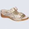 Mules Waldlaufer, mules à talons compensés imprimé reptile femme en cuir irisé Mules Waldlaufer, mules à talons compensés imprimé reptile femme en cuir irisé