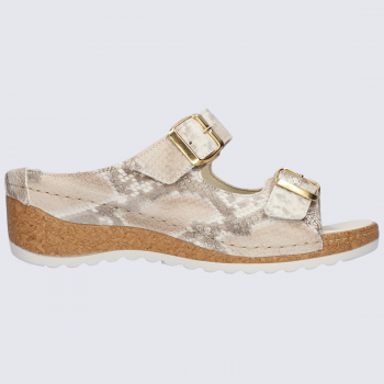 Mules Waldlaufer, mules à talons compensés imprimé reptile femme en cuir irisé