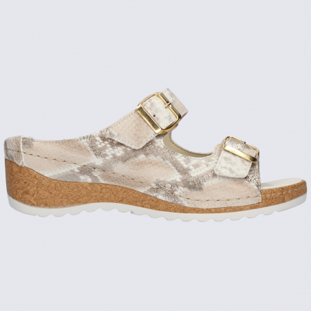 Mules Waldlaufer, mules à talons compensés imprimé reptile femme en cuir irisé Mules Waldlaufer, mules à talons compensés imprimé reptile femme en cuir irisé