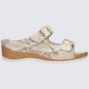 Mules Waldlaufer, mules à talons compensés imprimé reptile femme en cuir irisé Mules Waldlaufer, mules à talons compensés imprimé reptile femme en cuir irisé
