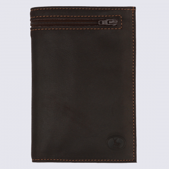 Portefeuille Frandi, portefeuille avec poche extérieure homme en cuir authentique marron