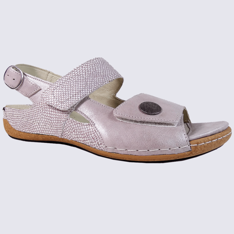 Sandales Waldlaufer, sandales à talons imprimé reptile femme en cuir rose